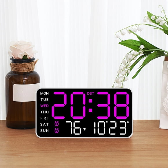 Boovnll Digital Wall Clock LED Digital Wall Clock With Large Display Alarm Clock With Digital Calendar Suitable For Living Room Bedroom Office Store