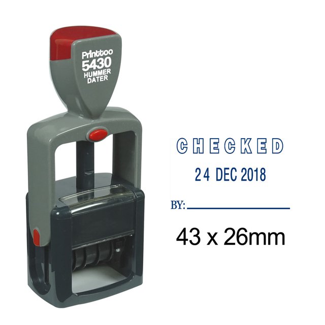 Printtoo Heavy Duty Dater Stamp Self Inking With Checked By Text Office Stationery Date Rubber Stamp-Blue