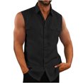 thumbnail image 1 of DPTALR Hommes Décontracté Uni Col Rabattu Sport Sans Manches Double Poche Débardeurs Gilet, 1 of 7