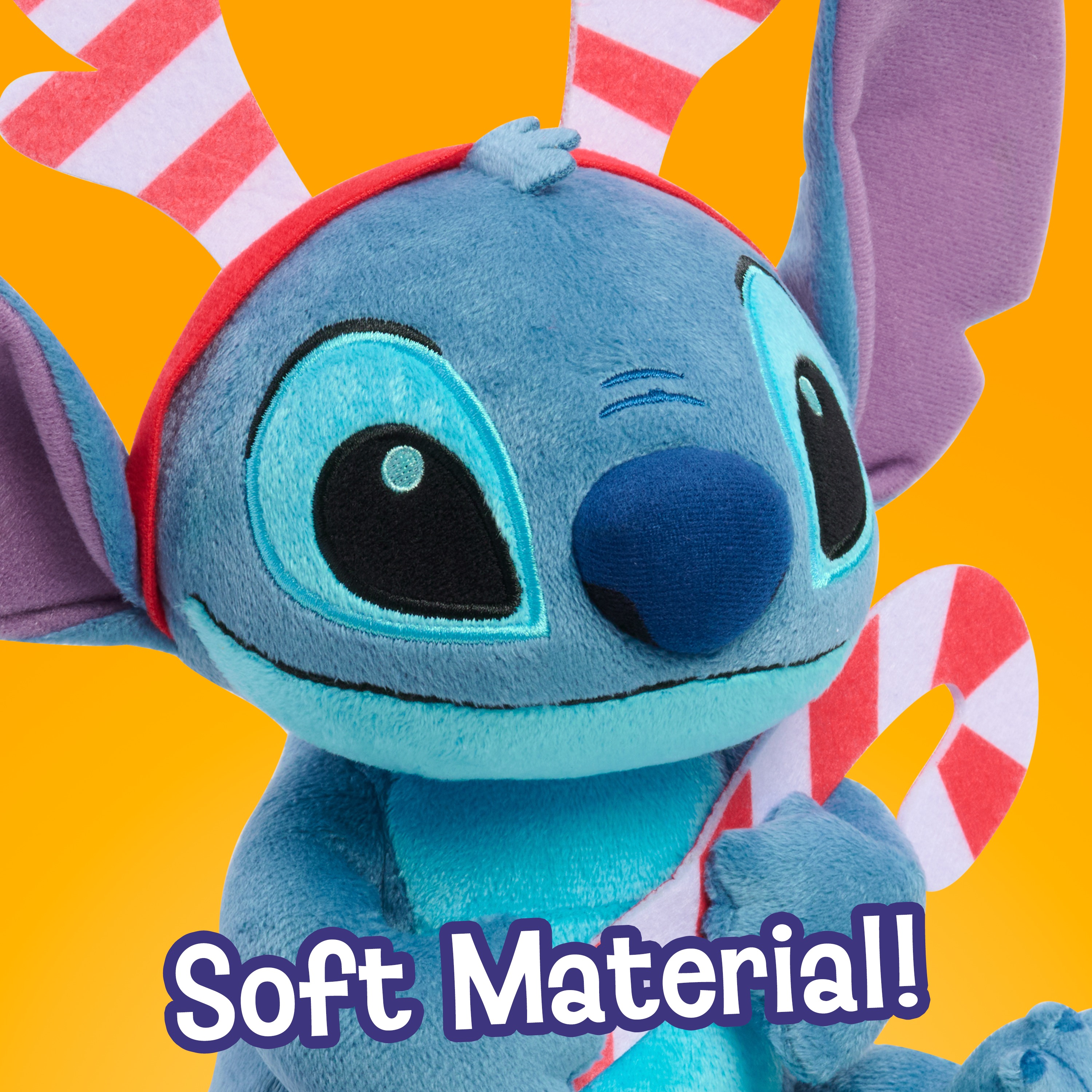 Disney Stitch Holiday Small Plush Toy, 18 cm Stitch in a Plaid Christmas Hat, Kids Toys by Just Play, Ages 2+