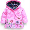 thumbnail image 3 of Huyghdfb Veste à Capuchon pour Petites Filles Fleurs Boutonnée Imperméable Coupe-Vent, 3 of 4