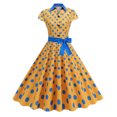 thumbnail image 1 of Offre à Durée Limitée Iumwxz Robe à Col à Revers Manches Courtes pour Femmes Boutons Zippés Robe Rétro à Volants avec Ceinture Imprimé à Pois Robes Habillées pour Extérieur, 1 of 9