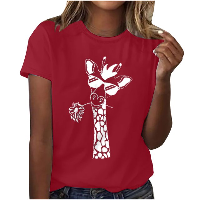 Birdeem Women Girls Plus Size Print Tees Short Sleeve Round Neck T Shirt Blouse Tops