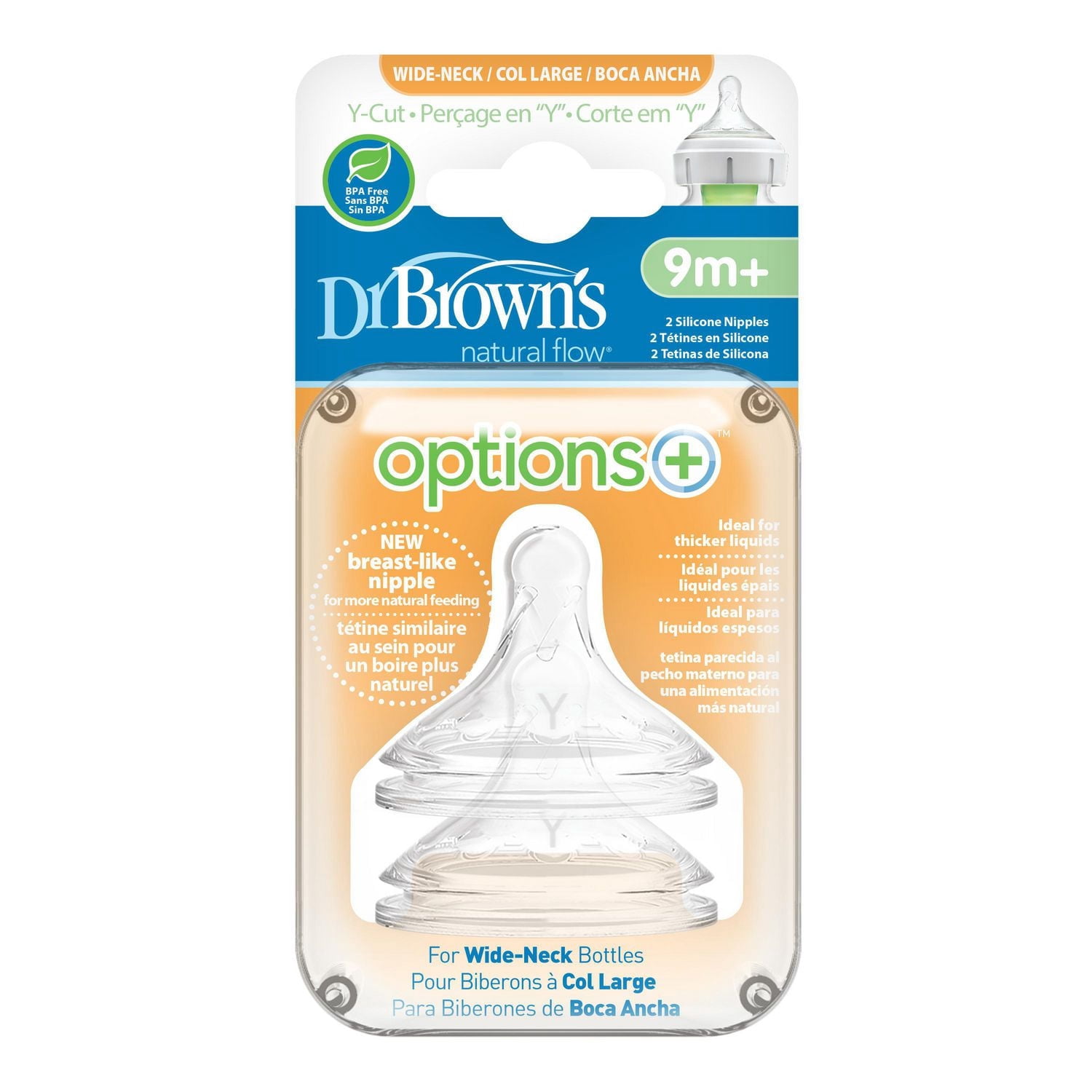Tétines en silicone deux packet en Col large de Dr. Brown's Natural Flow Options+ vitesse 4