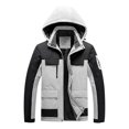 thumbnail image 3 of Windproof Jacket men Casual Patchwork Thicken Multi Pocket Hooded Zipper Windproof Waterproof Breathable Jacket Coats, 3 of 8