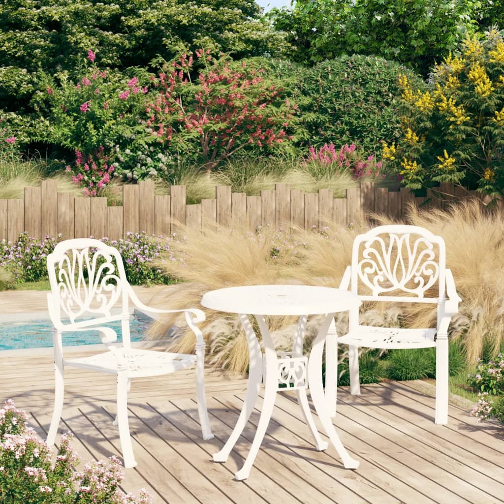 vidaXL 3 Piece Bistro Set Cast Aluminium White