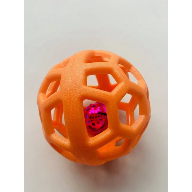9cm Diameter Hollow Ball Tpr Rubber Pet Toy Ball, Dog & Cat Toy, With Christmas Bell, Multicolor (Content Color Random)