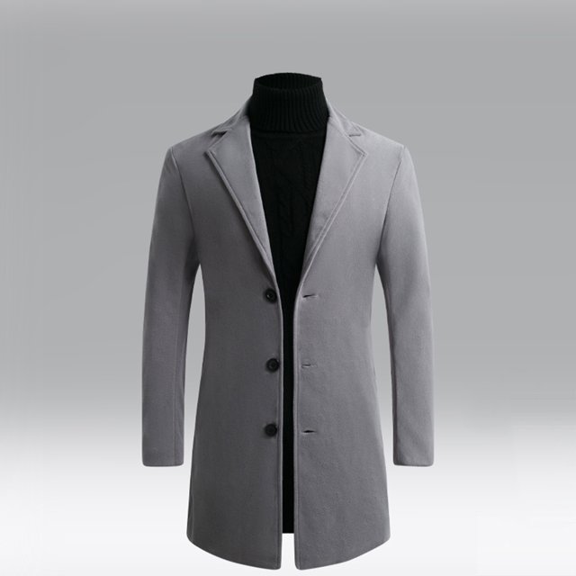 EGNMCR Jackets for Men Fall/winter New Style Plus Cotton Solid Color Woolen Lapel Men's Overcoat Jacket
