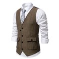 thumbnail image 1 of EGNMCR Débardeurs Homme Homme Uni Mode avec Poches Bouton Col Rabattu Débardeurs Hauts Blouse, 1 of 8