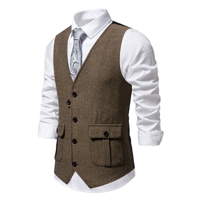 EGNMCR Débardeurs Homme Homme Uni Mode avec Poches Bouton Col Rabattu Débardeurs Hauts Blouse