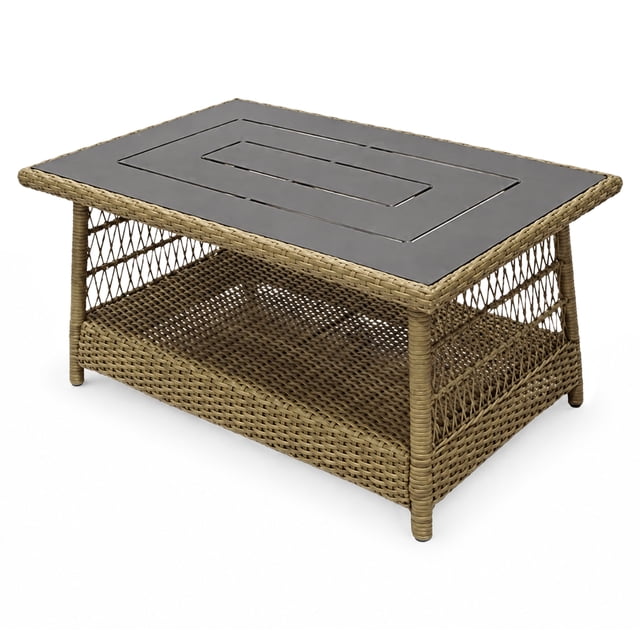 Four Seasons Courtyard Positano Table Basse en Osier 40 Pouces x 26 Pouces, Brun