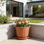 YYV Retro Faux Ceramic Breathable Planter Pot Vintage Style Air Pruning Root Control Plant Pot Indoor Outdoor Decorative Flower Pot Home Garden Decor, Plant Pot, Planter