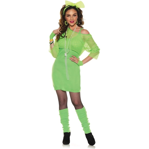 Totally Robe de Costume Vert Néon pour Femme des Années 80 / Grand
