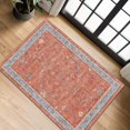 thumbnail image 1 of Hazo Haus Boho Entryway Rug - Small Rugs for Entryway Indoor Non Slip, Washable Rug for Bathroom and Kitchen - Floral Farmhouse Design, Perfect for Boho Décor (2x3 Terracotta/Aqua), 1 of 8