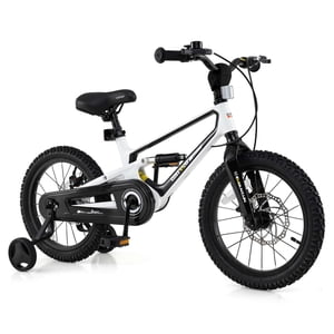 Costway 16 Enfants de pouce vélo avec roues d'entraînement & Freins à double disque réglables en alliage de magnésium blanc