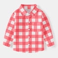 thumbnail image 2 of vdgthytj Toddler Boys Girls Plaid Button down Shirts Kids Collared Long Sleeve Uniform Dress Shirt Tops Spring Fall Clothes, 2 of 7