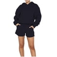 thumbnail image 1 of IROINNID Survêtement pour Femmes Ensemble 2 Pcs Réduit Ensemble Uni Survêtement Chandail Sport Sans Capuche Ensembles Tenue de Jogging, Bleu, 1 of 8
