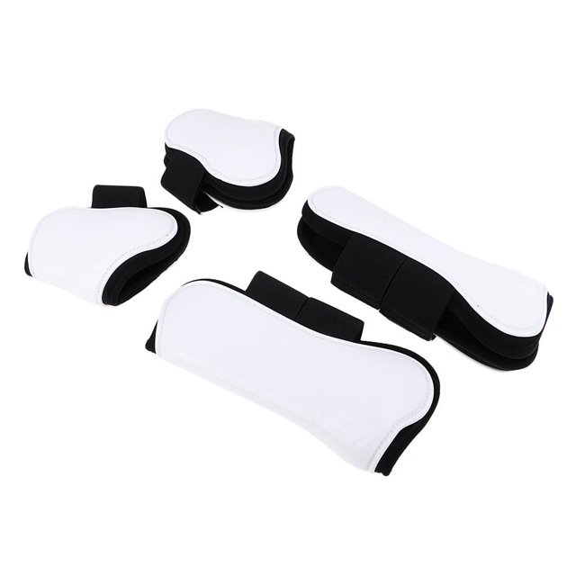 Horse Leg Front Hind Leg Tendon Protect Equestrian, PU Shell and Neoprene - White