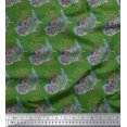 thumbnail image 1 of Soimoi Green Silk Fabric Text,Star & Firecrackers Party Print Fabric by the Yard 42 Inch Wide, 1 of 3