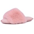 thumbnail image 2 of Women Fuzzy House Slippers Summer Open Toe Furry Slippers Fluffy Memory Foam Slippers for Women, 2 of 9