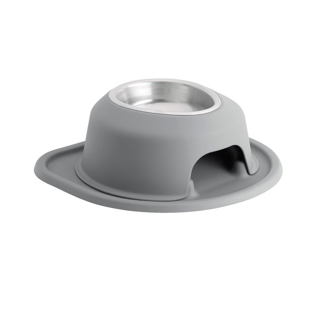 WeatherTech Système d'Alimentation pour Animaux de Compagnie Simple Hauteur 4 Pouces - Acier Inoxydable - Gris Foncé