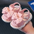 thumbnail image 2 of Girls PVC Sandals Bowknot Rhinestone Snap Fastener Close Toe Hollow out Soft Sole Non Slip Comfortable Breathable Washable Lightweight Beach Summer Water Shoes for 0-3 Years Pink, 2 of 9