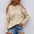 thumbnail image 4 of RKSTN Chandails pour Femmes Mode Couleur Unie Décontracté Col Rond Manches Longues T-Shirt Ample Blouse Hauts Chandail Chandails d'Automne, 4 of 5