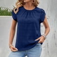 thumbnail image 2 of Tnhcen Blouses en Mousseline Unies à Col Rond pour Femmes / Chemises à Manches Pétales à Manches Courtes P-2TG / Hauts Élégants, 2 of 9