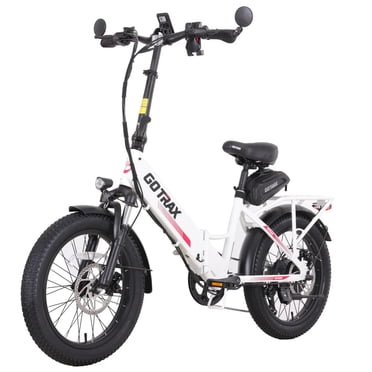GOTRAX F2 Folding Electric Bike for Adults, 500W/48V/32kph/20" x 3" Fat Tire E-Bike with LCD Display,White