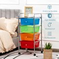 thumbnail image 3 of Costway 4-Drawer Cart Storage Bin Organizer Rolling w/Plastic Drawers Rainbow, 3 of 10