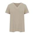 thumbnail image 4 of AherBiu Plus Size T Shirts for Women V Neck Loose Short Sleeve Tops Blouses Solid Color Basic Tees, 4 of 6