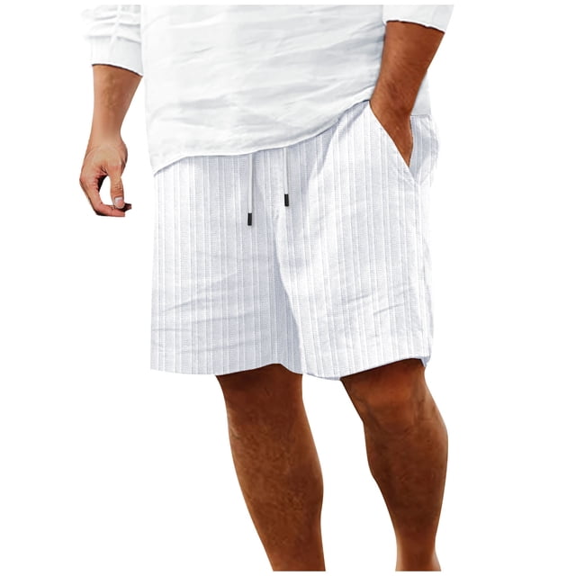 Plebaso Mens Shorts Summer Beach Shorts with Drawstring Solid Color Lightweight Vacation Pocket Shorts