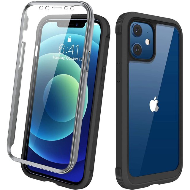 Conçu pour iPhone 12/12 Pro Étui, Étui Robuste Intégral avec Écran Anti-Rayures Tactile Intégré
