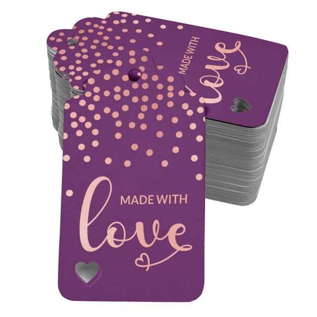 Inkdotpot Rose Gold Foil Paper Hang Tags Made With Love Text Favor Tags 50 Pieces