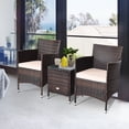 thumbnail image 4 of Gymax Ensemble de Mobilier d'Extérieur en Rotin pour Patio 3 Pcs avec Chaises Coussinées et Table Basse, 4 of 9
