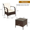 thumbnail image 3 of Costway 3 PCS Patio Wicker Rattan Furniture Set Coffee Table & 2 Rattan Chair W/Cushions, 3 of 10