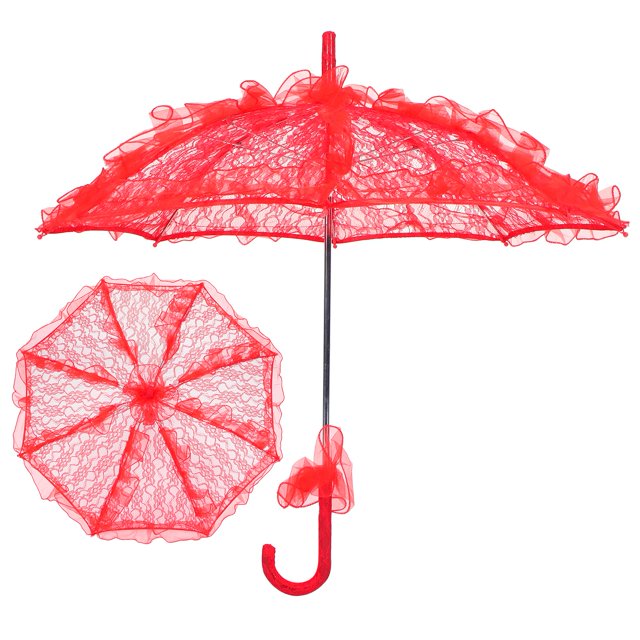 Lace Parasol, Exquisite Bridal Umbrella Beautiful Decorative Handicraft For Photos For Weddings For Parties Red
