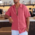 thumbnail image 1 of Summer Cuban Shirts for Men Casual Lightweight Button Down Short Sleeve Cardigan Work Blouse, 1 of 6