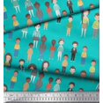 thumbnail image 1 of Soimoi Green Moss Georgette Fabric Crowd Theme Human Figure Printed Fabric 1 Yard 42 Inch Wide, 1 of 1
