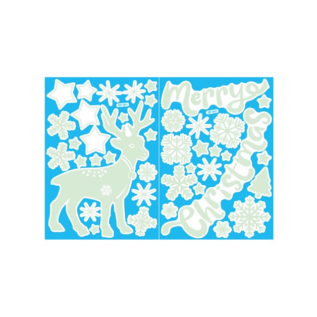 Christmas Window Stickers Light Up In The Dark Snowflake Design 30 cm x 20 cm PVC Reusable Electrostatic Adhesive Decorations