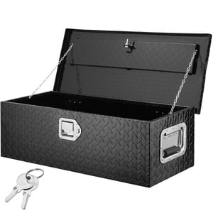 VEVOR Boîte à outils de camion en aluminium, boîte à outils en plaque de diamant avec poignée latérale et clés de verrouillage, 30"x13"x9,6", noir