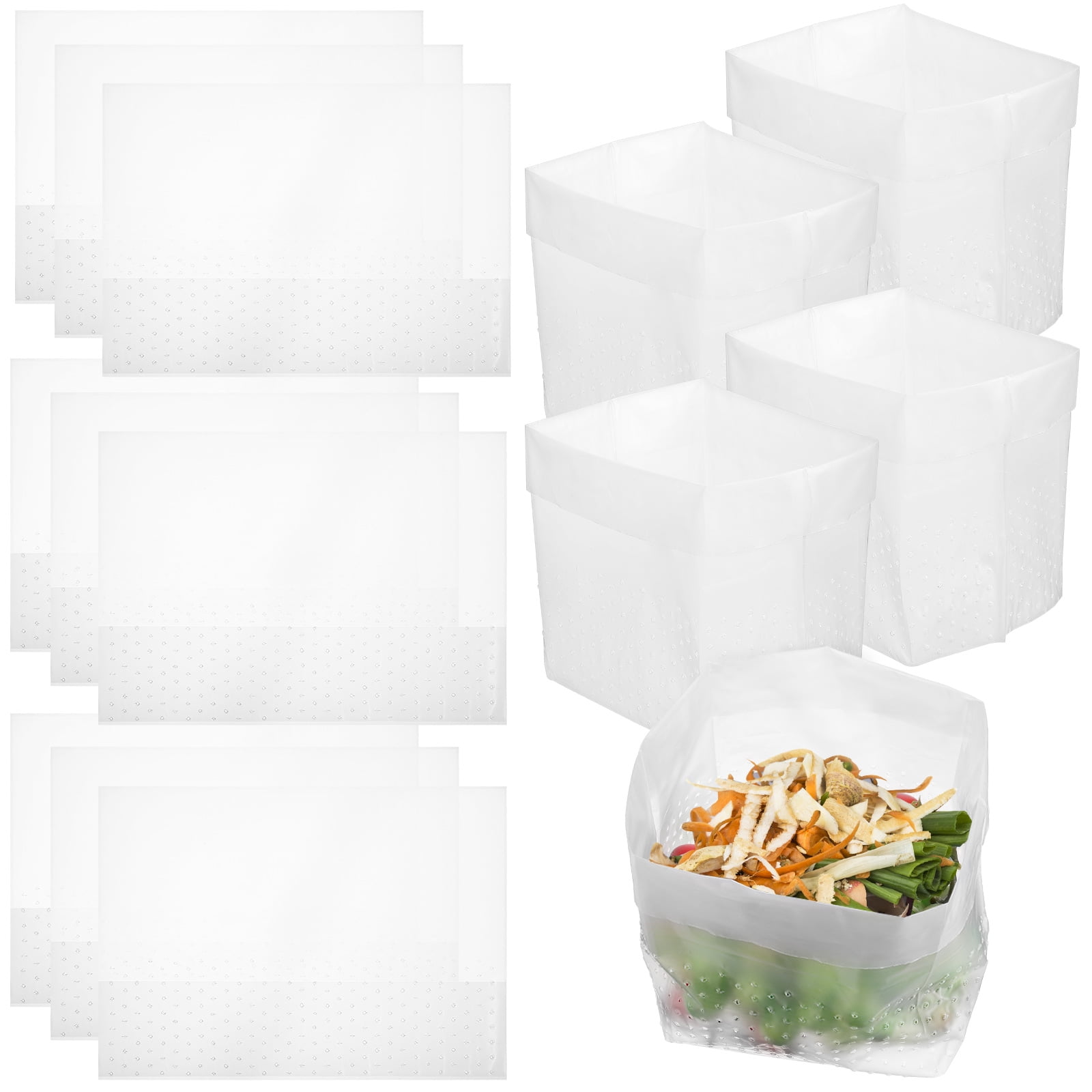 KAKOWELY 150 Pcs Trash Bags Hollow Waste Bags Free Standing Garbage Bags for Kitchen Sink Bathroom Bedroom,9.84"X7.09"X3.94"