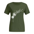 thumbnail image 4 of T-Shirt à Manches Courtes Femmes de Couleur Unie Imprimer T-Shirt à Manches Courtes Col Uni, 4 of 6