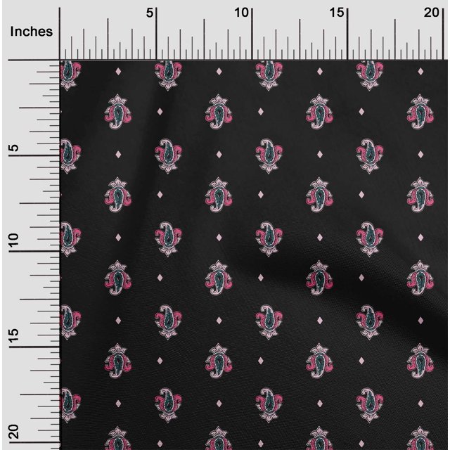 oneOone Cotton Cambric Fabric Diamond & Paisley Block Decor Fabric Printed BTY 56 Inch Wide