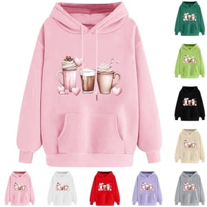 YOIAVAIOY Valentine Hoodies for Women Love Heart Crewneck Hoodie Sweatshirts Cute Gnome Sweater Pullover Sweatshirt Purple S