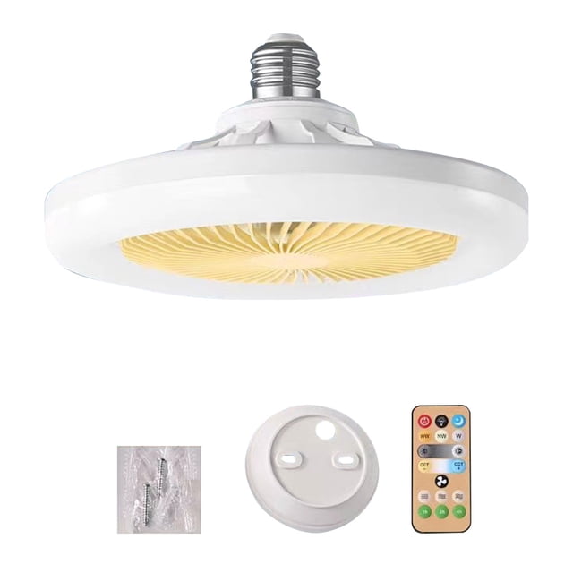 yeacher Ceiling Fan Light with Remote Control, 3-Speed Adjustable, Beige Shade & White Light for Living Room, Bedroom, and Dining Room (30W, 2100 RPM)