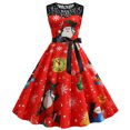 thumbnail image 1 of Fridja Robe de Soirée Vintage Sans Manches à Imprimé Rétro de Noël pour Femmes, 1 of 7