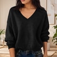 thumbnail image 1 of BLVB Chandails Chauds pour Femmes Col en V Classique Doux Chandail Confortable Ample Décontracté Manches Longues Automne Hiver, 1 of 5