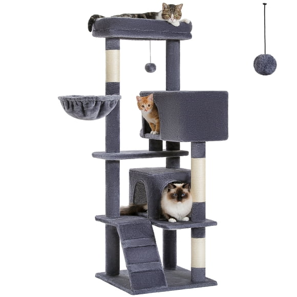 PAWZ Road 56.3" Large Cat Tree Indoor Multi-Level Cat Tower with Super Large Top Perch Dark Gray