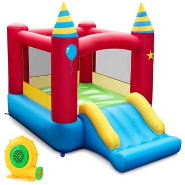 Costway Château Gonflable Rebondissant pour Enfants, Sautoir Intérieur Extérieur avec Souffleur de 550 W